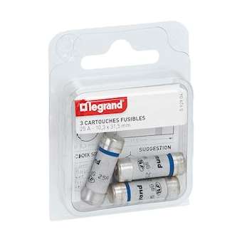 Cartouches fusibles pour porte-fusibles - avec témoin - 10,3x31,5mm - 25A|Legrand-LEG092904