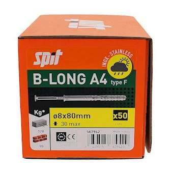 B-LONG 8x80/30F tête fraisée inox A4|Spit-SPT567942