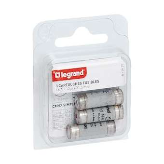 Cartouches fusibles pour porte-fusibles - avec témoin - 10,3x31,5mm - 16A|Legrand-LEG092925