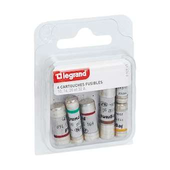 Ensemble 6 cartouches cylindrique domestique sans voyant pour tableau d'abonné|Legrand-LEG092941