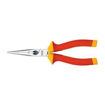 Pince à becs demi ronds droits isolée 1000V, avec coupe-fil dimension 205 mm|Klauke-KKEKL050205IS