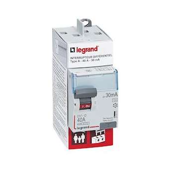 Interrupteur différentiel DX³-ID 2P type A 30mA arrivée haut/départ haut 40A|Legrand-LEG092836