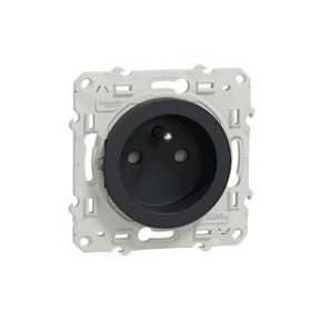 Odace, prise de courant 2P+T Anthracite, à vis, connexion rapide|Schneider Electric-SCHS540059