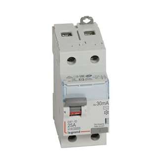 Interrupteur différentiel DX³-ID haut/bas vis - 2P 230V~ 25A typeAC 30mA - 2 mod|Legrand-LEG411504