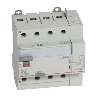 Interrupteur différentiel DX³-ID haut vis/haut auto 4P 400V~ 63A AC 300mA -5 mod|Legrand-LEG411655