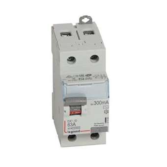 Interrupteur différentiel DX³-ID haut/bas vis - 2P 230V~ 63A typeAC 300mA -2 mod|Legrand-LEG411526