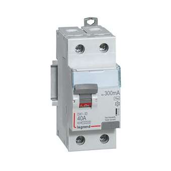 Interrupteur différentiel DX³-ID haut/bas vis - 2P 230V~ 40A typeAC 300mA -2 mod|Legrand-LEG411525