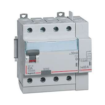 Interrupteur différentiel DX³-ID haut vis/haut auto 4P 400V~ 63A AC 30mA - 5 mod|Legrand-LEG411653
