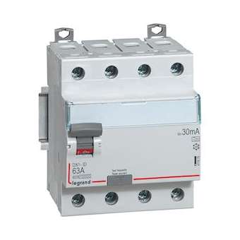 Interrupteur différentiel DX³-ID haut/bas vis - 4P 400V~ 63A typeA 30mA - 4 mod|Legrand-LEG411676