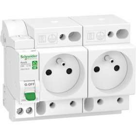 Resi9 XE - combiné disj+2 prises courant - 1P+N - 16A - courbe C - embrochable|Schneider Electric-SCHR9ECS616