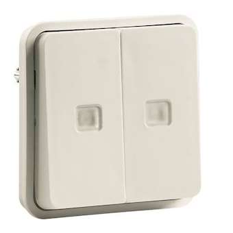 cubyko Double poussoir lumineux associable blanc IP55|Hager-HAGWNA045B
