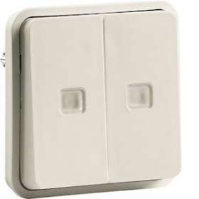 cubyko Double poussoir lumineux associable blanc IP55|Hager-HAGWNA045B