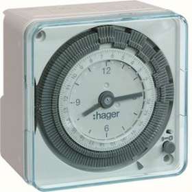 Interrupteur horaire 72x72 électromécanique 1 voie sur 24 heures sans réserve|Hager-HAGEH710