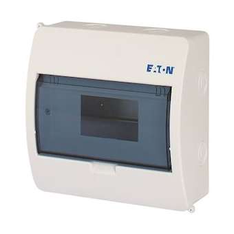 Coffret en saillie IP40, 1 rangée, 8 mod, porte transparente|Eaton industries-EONBC-O-1-8-ECO