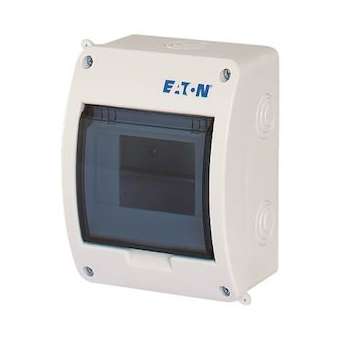 Coffret en saillie IP40, 1 rangée, 5 mod, porte transparente|Eaton industries-EONBC-O-1-5-ECO