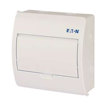 Coffret en saillie IP40, 1 rangée, 8 mod, porte blanche|Eaton industries-EONBC-O-1-8-TW-ECO
