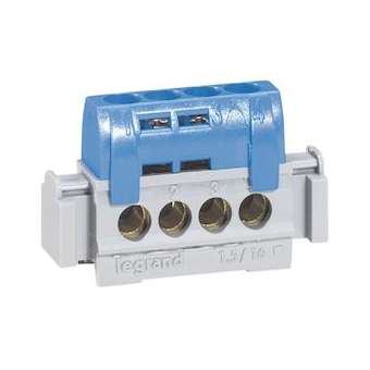 Bornier de neutre - 4 bornes pour câble 1,5 à 16 mm² - bleu|Legrand-LEG092780