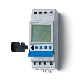 Horloge astro hebdomadaire 1 inverseur 16A 230V clé programmation, avec réserve|Finder-FID129182300090