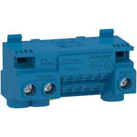 Resi9 - bornier neutre 63A + cavalier - auto 11x1,5 à 4² - vis 3x6 à 25²|Schneider Electric-SCHLGYT1N14