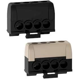 Resi9 - lot de 2 borniers phase - 1 x gris 1 x noir - 4 trous 16mm²|Schneider Electric-SCHR9H13405P