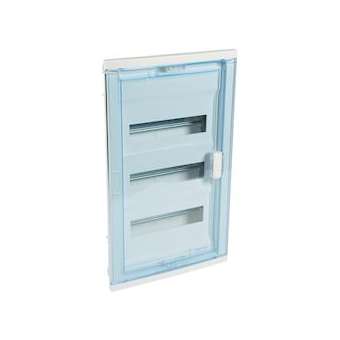 Coffret modulaire encastré 3 rangées 36+6 mod porte isolante galbée transparente|Legrand-LEG001523