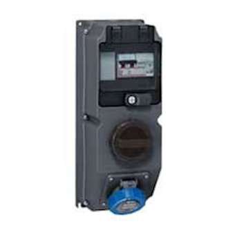 Coffret monoprise Hypra IP66/67-55 -prise 2P+T 32A 200-250V~ + inter + disj diff|Legrand-LEG059655