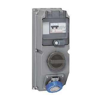 Coffret monoprise Hypra IP66/67-55 1x 2P+T 16A 200-250V~ + 1 inter + 1 disj diff|Legrand-LEG059651