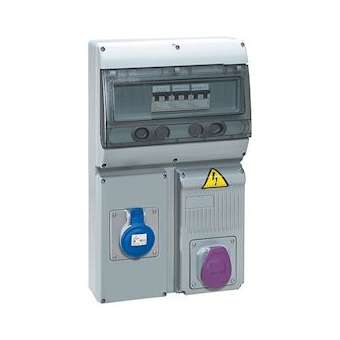 Coffret 2 prises P17 IP44 - prise 2P + prise 2P+T 16A,+ disj. + transformateur|Legrand-LEG058920