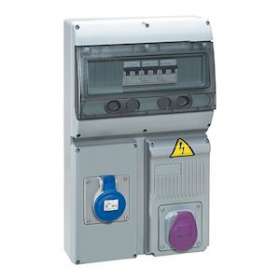 Coffret 2 prises P17 IP44 - prise 2P + prise 2P+T 16A,+ disj. + transformateur|Legrand-LEG058920