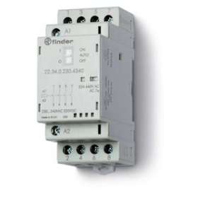Contacteur 4NO 25A 110 à 125V AC/DC, AgSnO2, indicateur méca+ LED + sélecteur|Finder-FID223401204340
