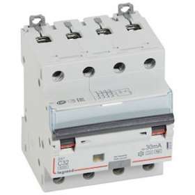 Disj. diff monobloc DX³6000 10kA arrivée haut/départ bas à vis 4P 32A typeF 30mA|Legrand-LEG411247