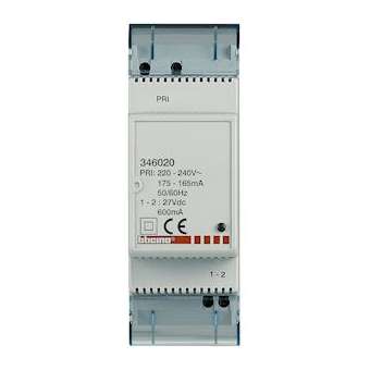 Alimentation modulaire supplémentaire BUS 220V~ à 240V~ 27V 600mA - 2 modules|Bticino-TIC346020