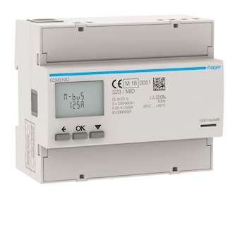 3 Phase kWhmeter direct 125A 6M MBUS MID|Hager-HAGECM310D