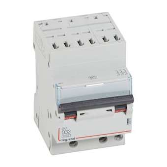 Disjoncteur DX³ 6000-auto/vis-3P-400V -32A-10kA-courbe D-peigne HX³ opti 4P -3M|Legrand-LEG408078