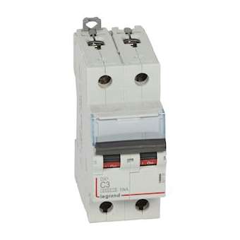 Disj. DX³ 6000kA 10kA arrivée haute/départ bas à vis 3A -courbe C -2 modules|Legrand-LEG407778