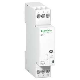 Acti9, iCT+, contacteur silencieux 1P 20A 230VCA, livré avec 1 intercalaire|Schneider Electric-SCHA9C15030