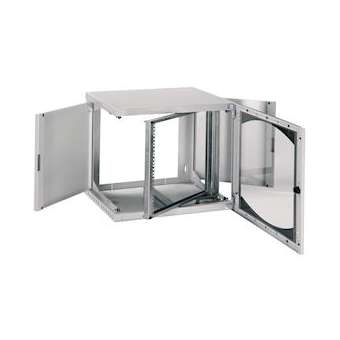 Actassi Coffret mural OPB 18U L600 P500 châssis pivotant 19P porte vitrée R7035|Schneider Electric-SCHNSYOPB18U5P