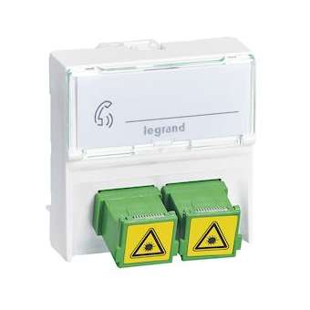 Prise 2 traversées fibre optique SC/APC simplex Mosaic - 2 modules blanc|Legrand-LEG078614