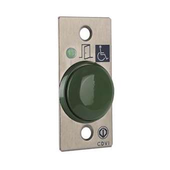 Bouton poussoir NONF Choc - Vert - Précâblé - plaque porte inox|CDVI-CDABPNONFCHOCCAB