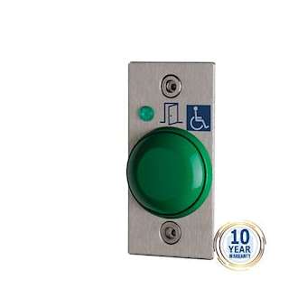 Bouton poussoir encastré NONF Choc - Vert - Précâblé - PP inox - lumineux buzzer|CDVI-CDABPNONFCHOCCABHV