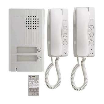 Kit audio platine alu saillie 2 boutons, 2 combinés et 1 transformateur|Aiphone-AIPKITDA2