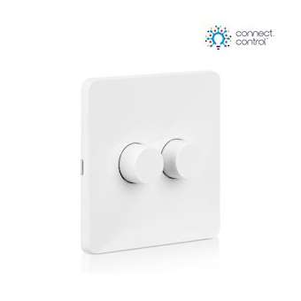Connect.control - Variateur rotatif mural double blanc sans fil Bluetooth|Aurora-ABIAUA1BTR2GW
