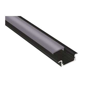 Profilé aluminium encastré PE1 pour ruban LED - 2m - noir|Aric-ARI55155