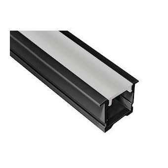 Profilé aluminium encastré PE2 pour ruban LED - 2m - noir|Aric-ARI55157