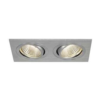 NEW TRIA 155, double, LED, alu brossé, 14W, 3000K, 38DEG, clips resso|SLV-DC5113926
