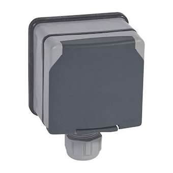 Prise de courant 3P+T - éclips de protection Plexo IP66 complet 20A 400V~ - gris|Legrand-LEG090456