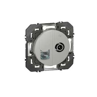 Prise TV + RJ45 catégorie6 STP compacte dooxie finition alu|Legrand-LEG600452