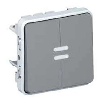 Double interrupteur ou va-et-vient lumineux étanche Plexo IP55 10AX 250V - gris|Legrand-LEG069526