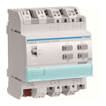 Module de sortie pour volets roulants pour 4 moteurs 24V DC 6A|Hager-HAGTYA624B