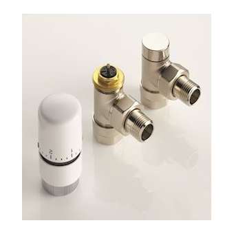 Kit de robinetterie thermostatique équerre 1/2', tête TH blanche - Kit nickelé|Acova-ACA841128